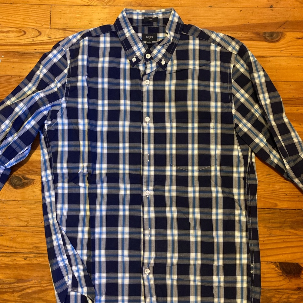 JCrew Blue Plaid Dress Shirt